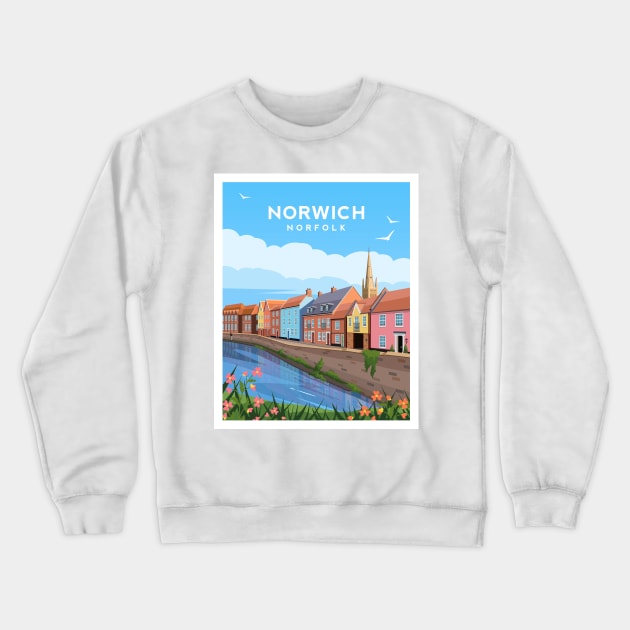 Norwich Quayside Houses, Norfolk England Crewneck Sweatshirt by typelab